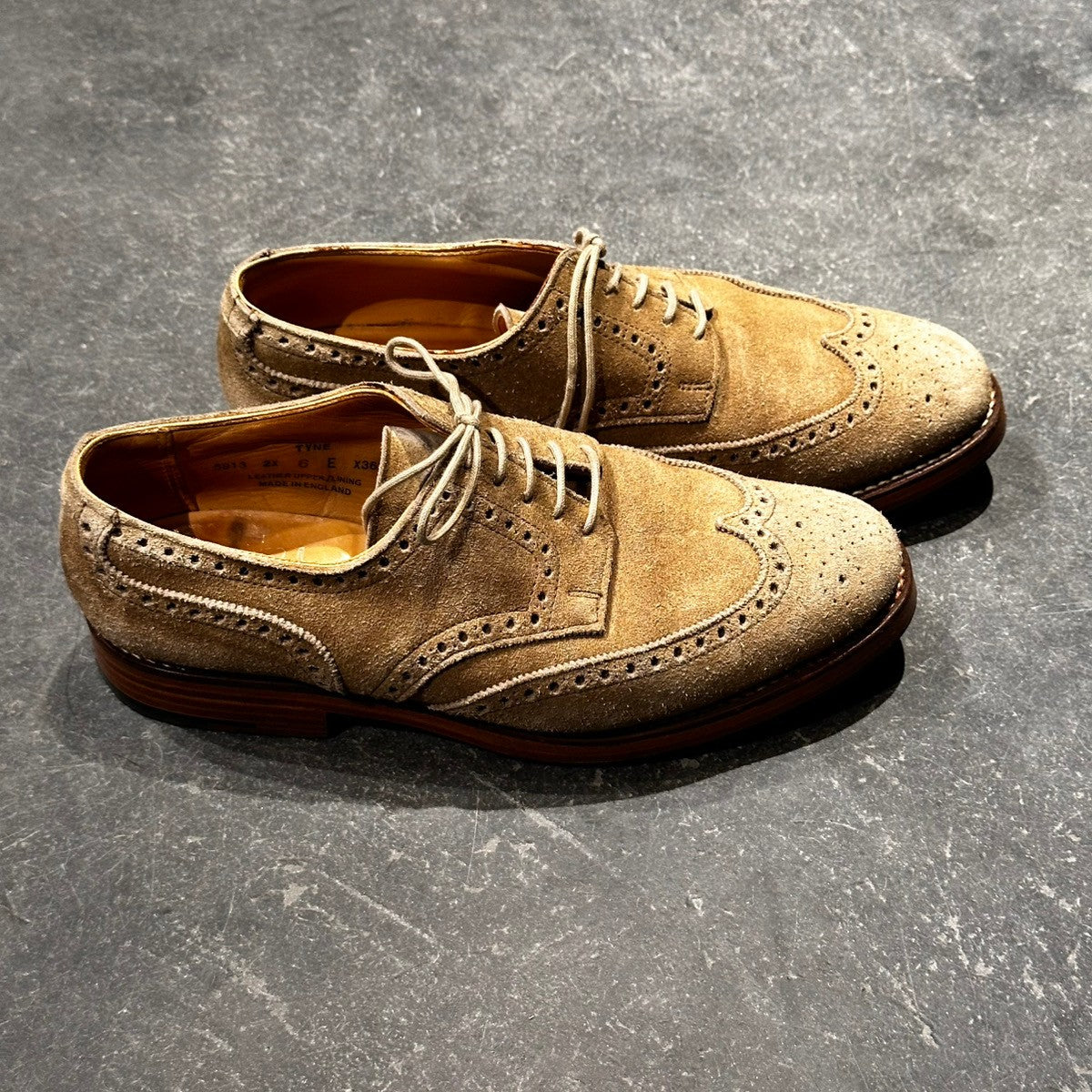 【CROCKETT&JONES】クロケット＆ジョーンズ タイン ウイングチップ スエード ベージュ サイズUK6E 200ラスト