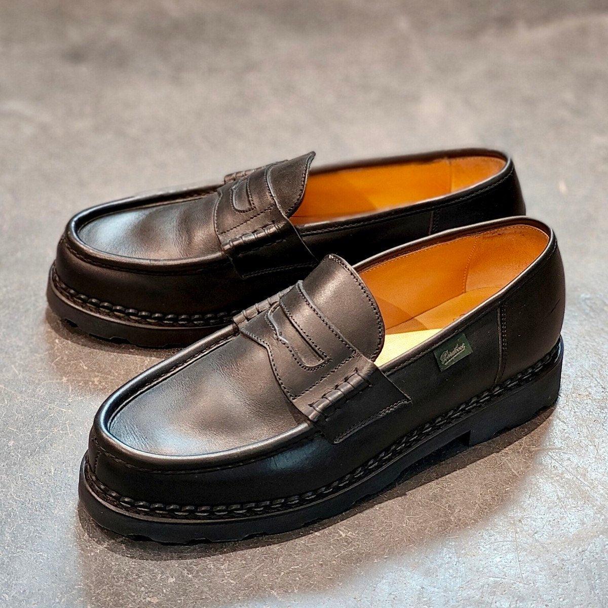 使用数回【Paraboot】パラブーツ ランス コインローファー リスレザー ブラック サイズUK8 定価￥94,600-