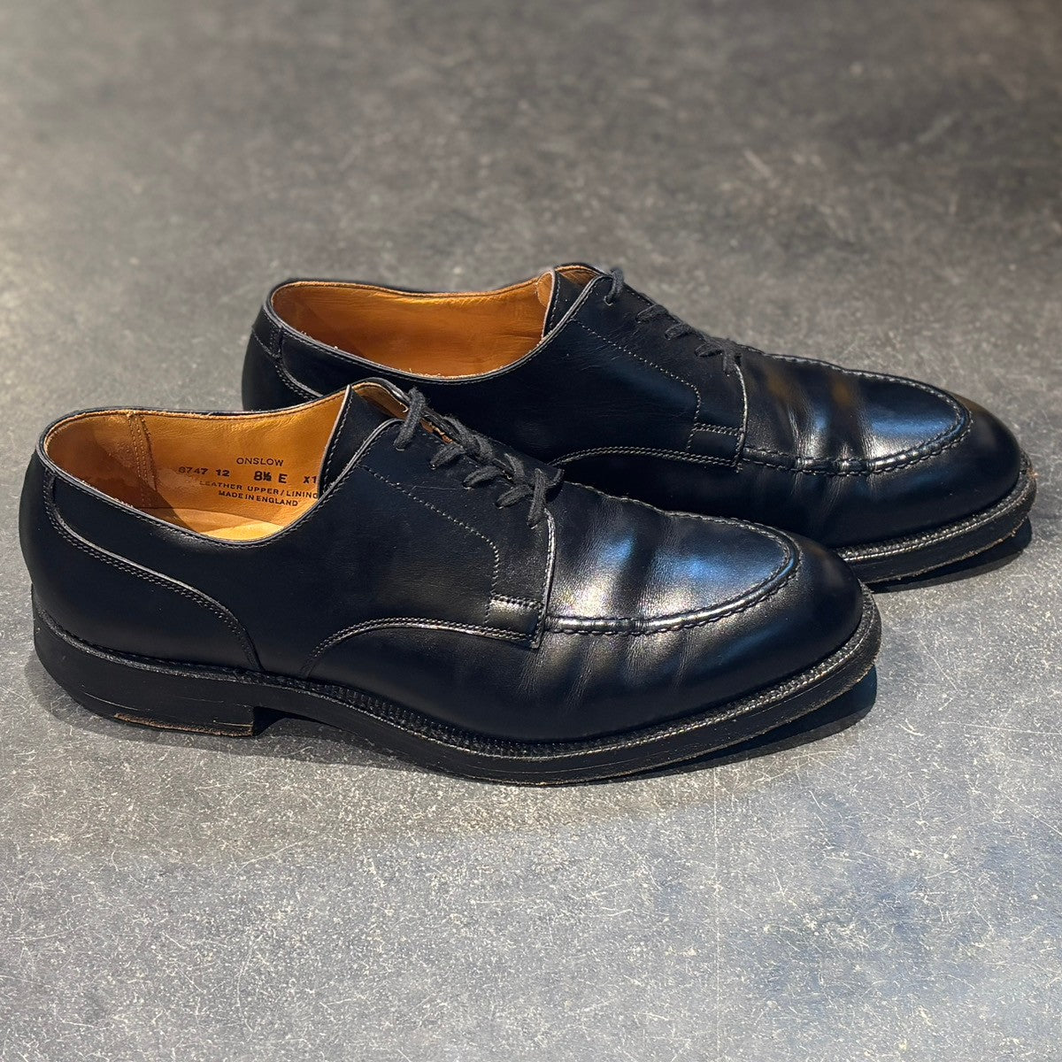 【CROCKETT&JONES】クロケット&ジョーンズ レザーシューズ オンスロー Uチップ カーフ ブラック サイズUK8.5E
