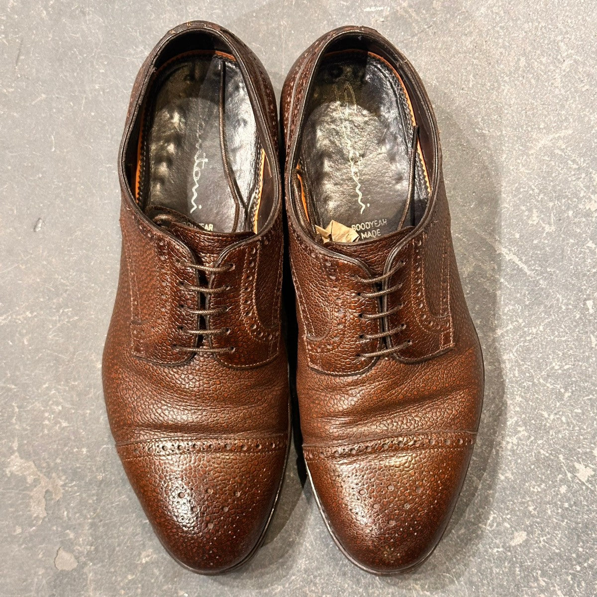 【santoni】サントーニ AS998 セミブローグ グレインレザー ブラウン サイズUK6