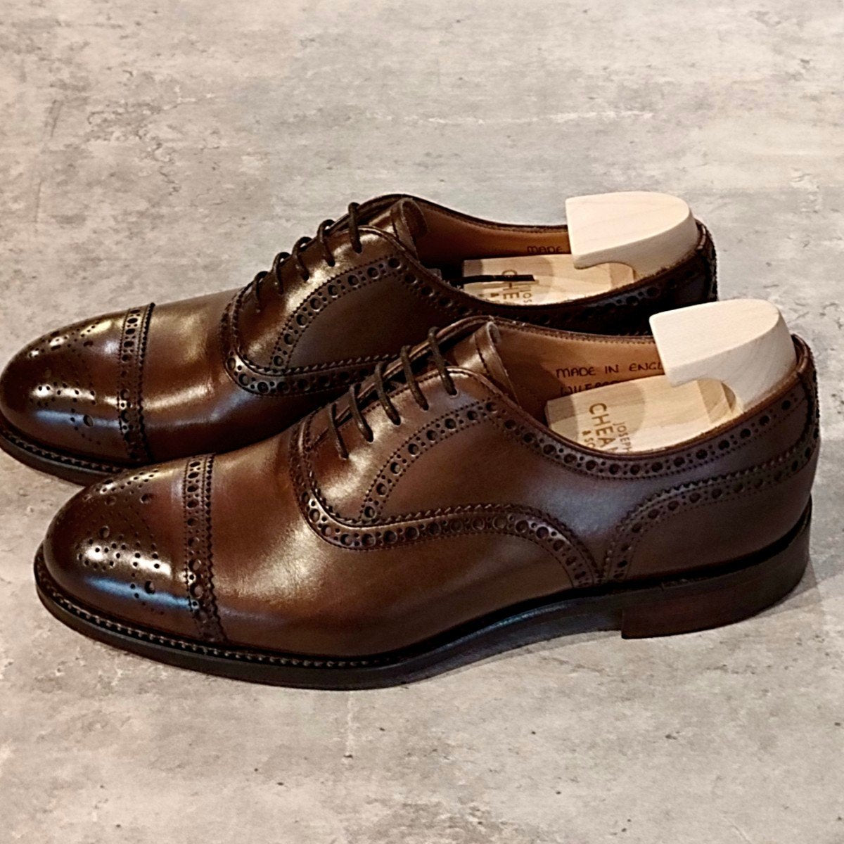 新品未使用【JOSEPH CHEANEY】ジョセフチーニー ウィルフレッド セミブローグ カーフ ブラウン サイズUK5 参考定価￥94,600-