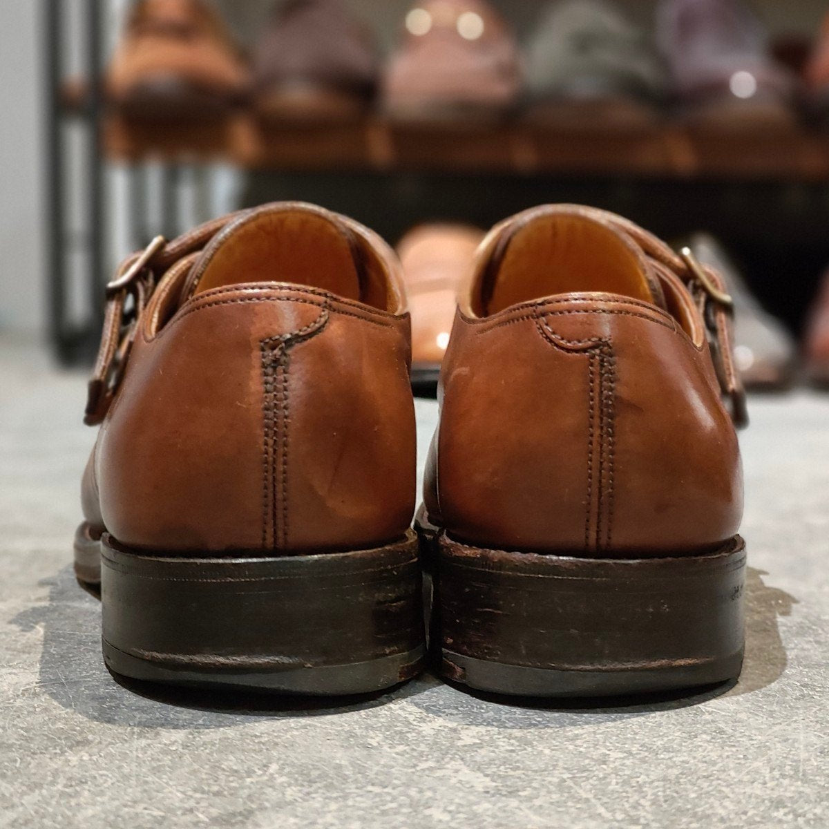 【JOHN LOBB】ジョンロブ ウィリアム ダブルモンク 旧ロゴ カーフ ブラウン サイズUK6.5E
