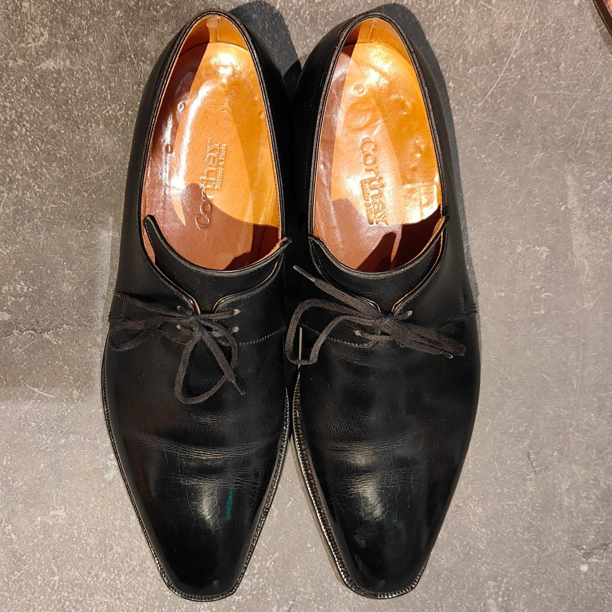 美品【Corthay】コルテ アルカ プレーントゥ ブラック カーフ サイズUS7.5