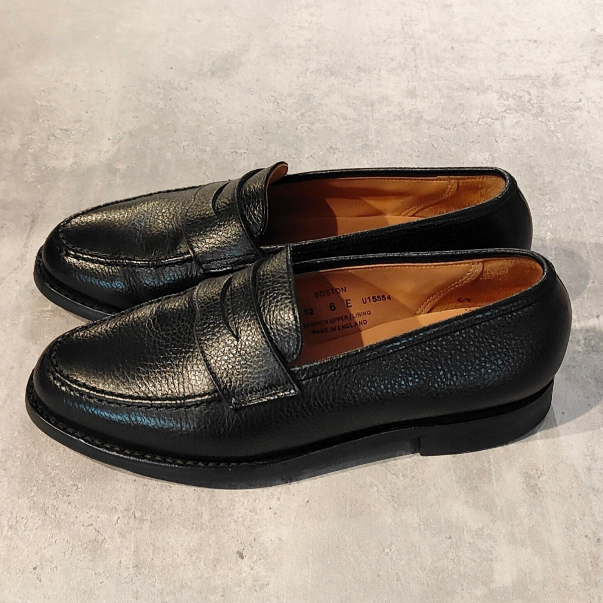 極美品【Crockett&Jones】クロケット&ジョーンズ ボストン ローファー グレインレザー ブラック サイズUK6E 314ラスト 参考定価￥143,000-