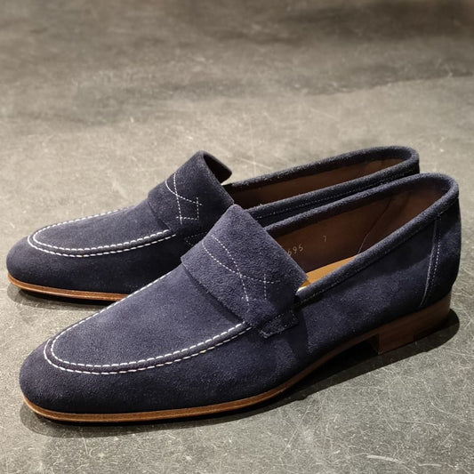 【JOHN LOBB】ジョンロブ YARDLEY スエードシューズ カーフ ネイビー サイズ UK7 ラスト8695