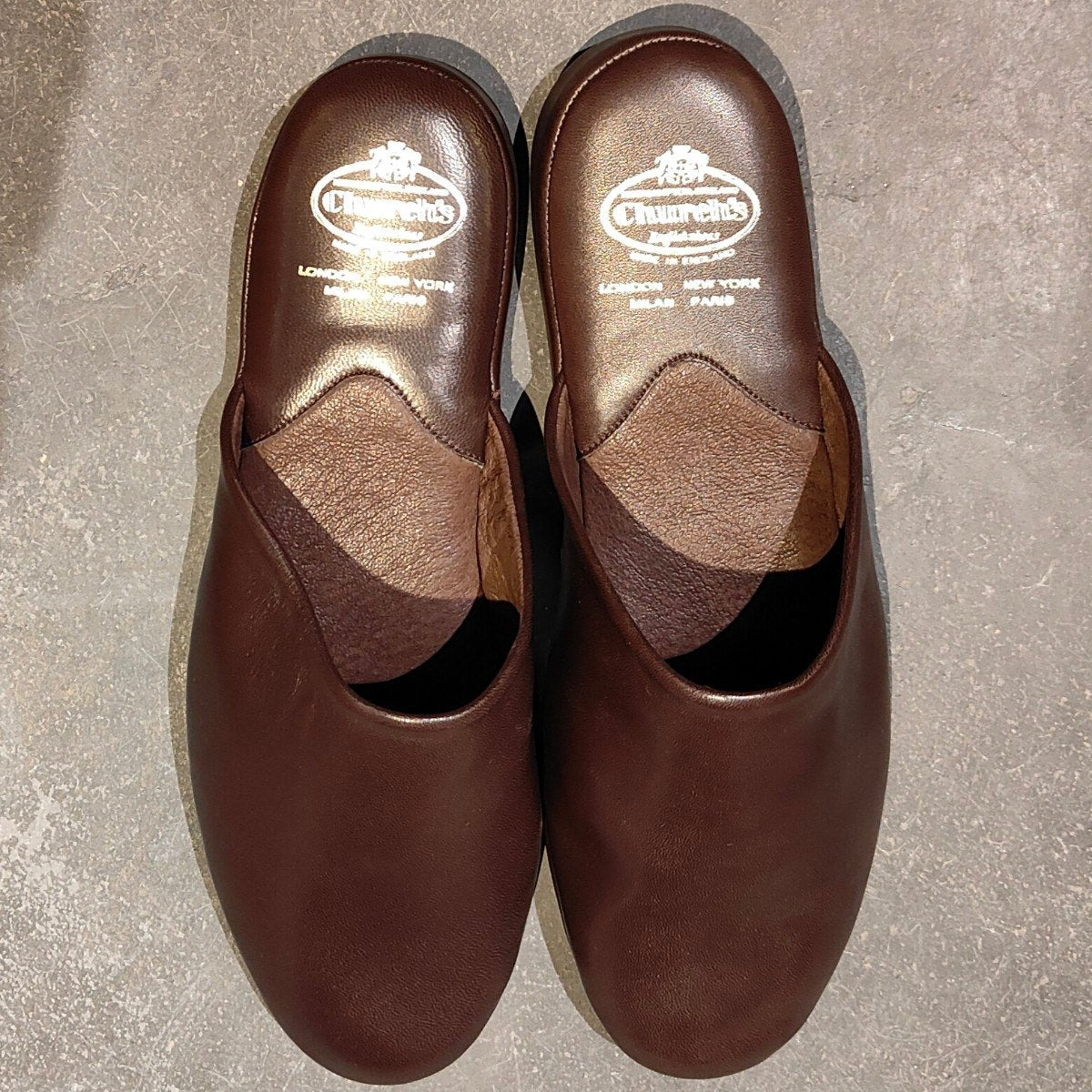 新品未使用【Church's】チャーチ アラン スリッパ ルームシューズ 4都市 カーフ ブラウン サイズUK9F