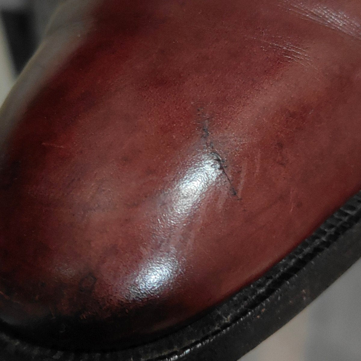 【CROCKETT&JONES】クロケット＆ジョーンズ シャドウェル プレーントゥ Ｖフロント カーフ バーガンディ サイズUK7.5D