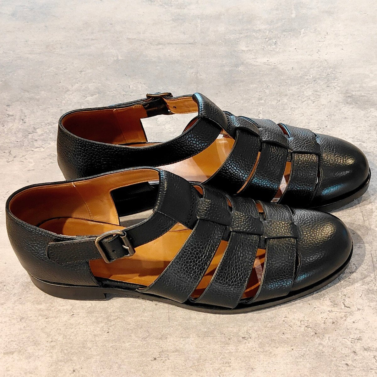 極美品【F.lli Giacometti】フラテッリ ジャコメッティ FG166 グルカサンダル グレインレザー ブラック サイズ40.5 ラスト 参考定価￥100,100-