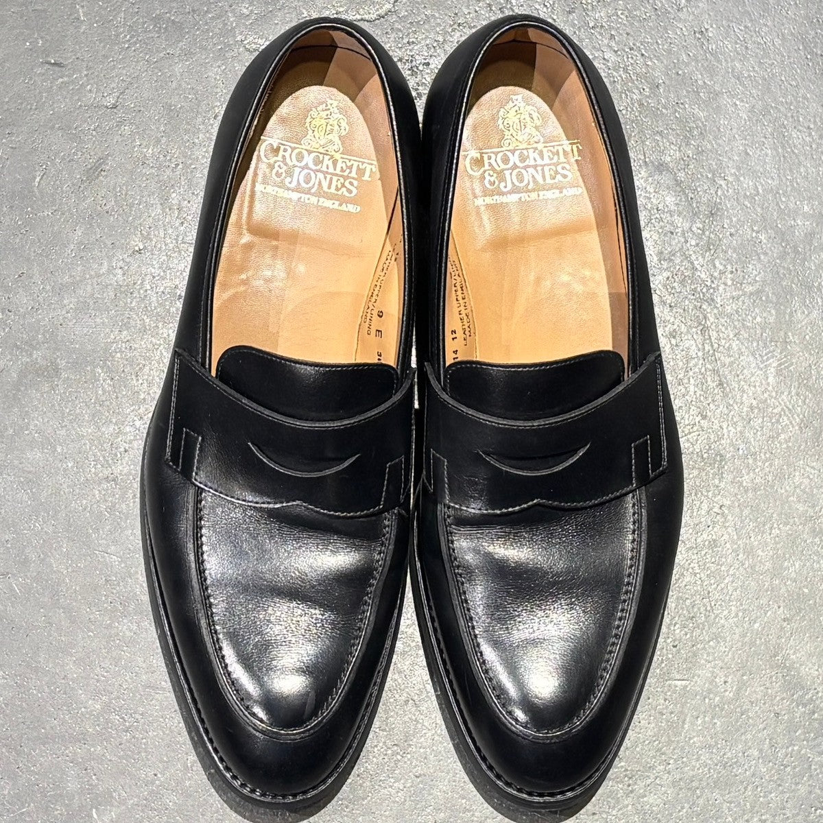 【CROCKETT&JONES】クロケット&ジョーンズ コインローファー 6414 カーフ ブラック サイズ UK9E