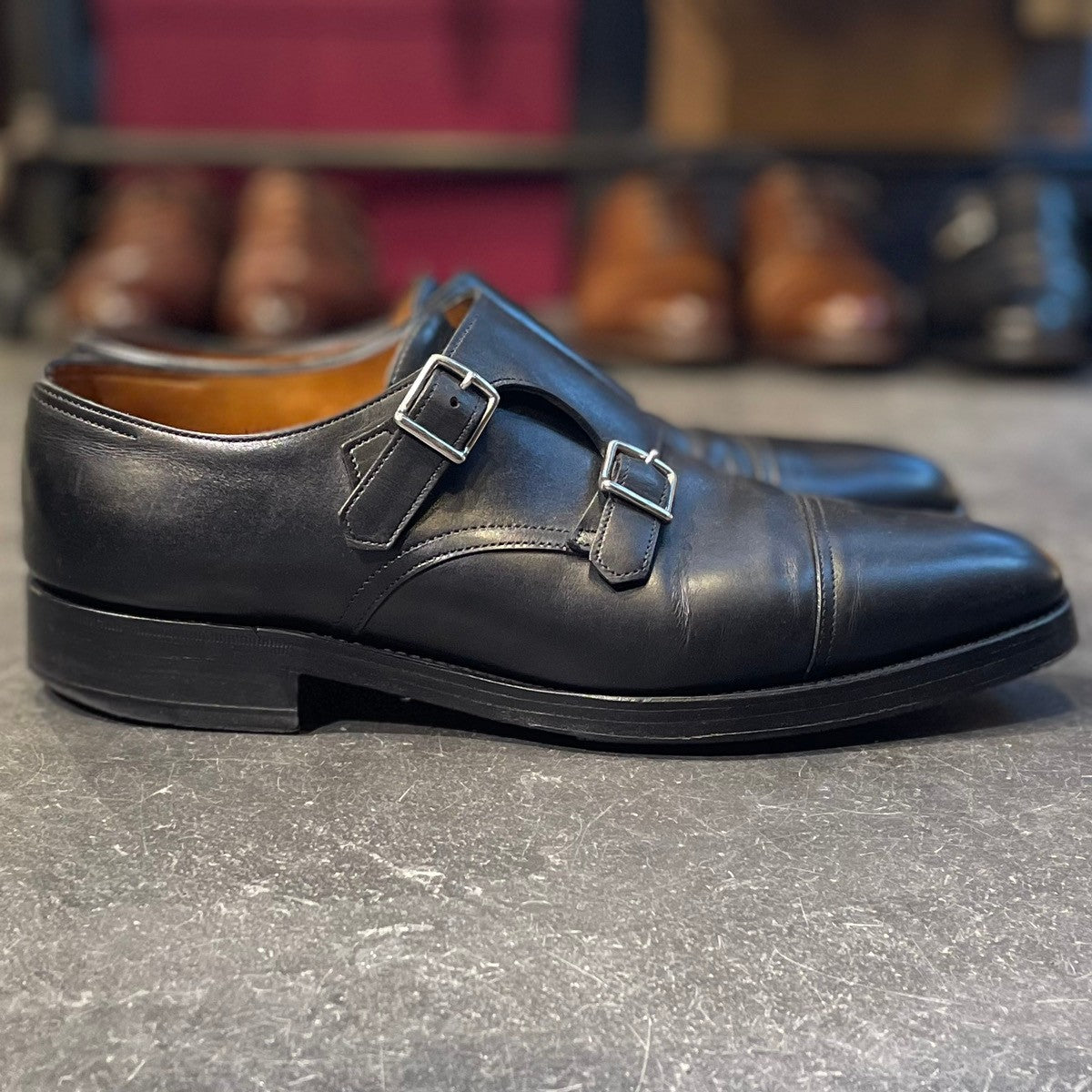 【JOHN LOBB】ジョンロブ ウィリアム ダブルモンク  カーフ ブラック サイズ UK7.5E 9795Rラスト