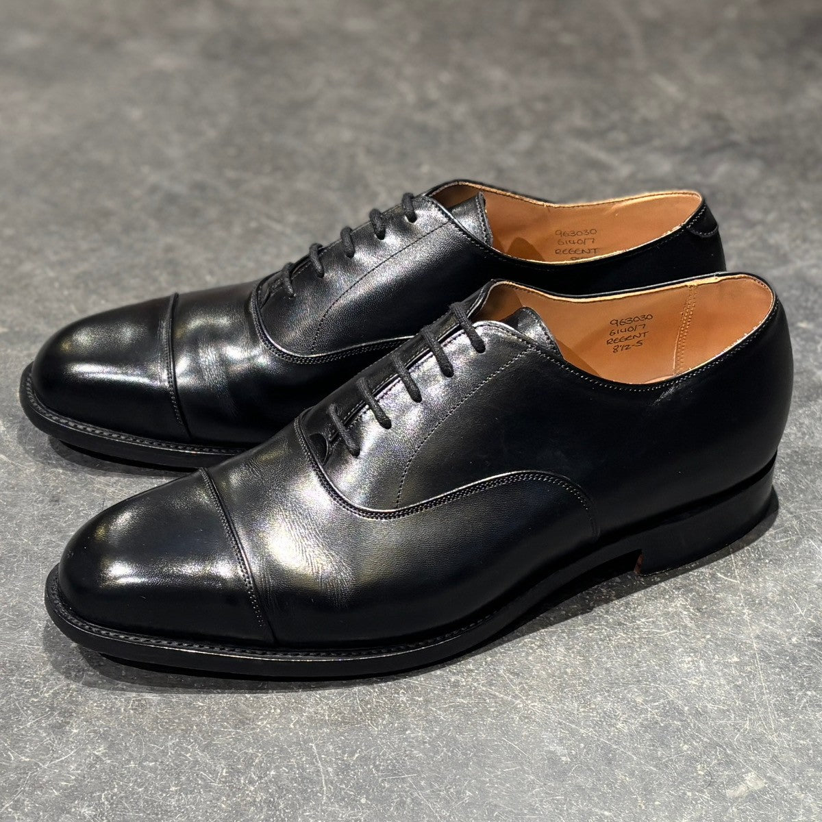 【Tricker's】トリッカーズ レザーシューズ リージェント ストレートチップ カーフ ブラック サイズUK8.5
