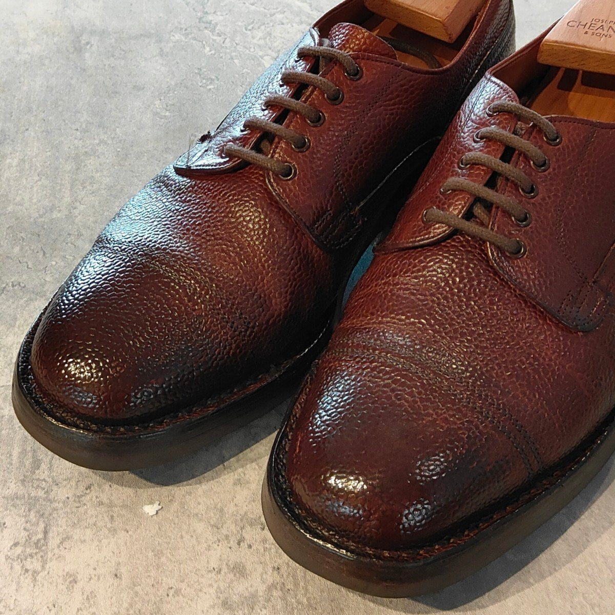 使用数回【JOSEPH CHEANEY】ジョセフチーニー ケンゴン2 キャップトゥダービー グレインレザー バーガンディ サイズUK8 4436ラスト参考定価￥99,000-