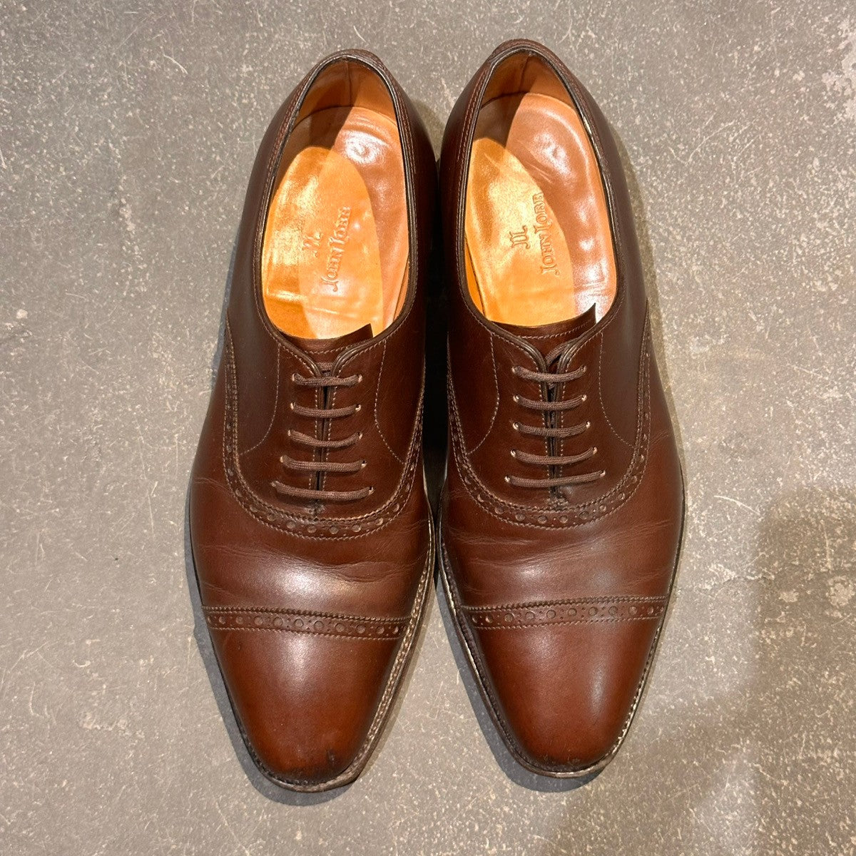 【JOHNLOBB】ジョンロブ エイボン パンチドキャップトゥ カーフ ブラウン サイズUK6E 8000ラスト