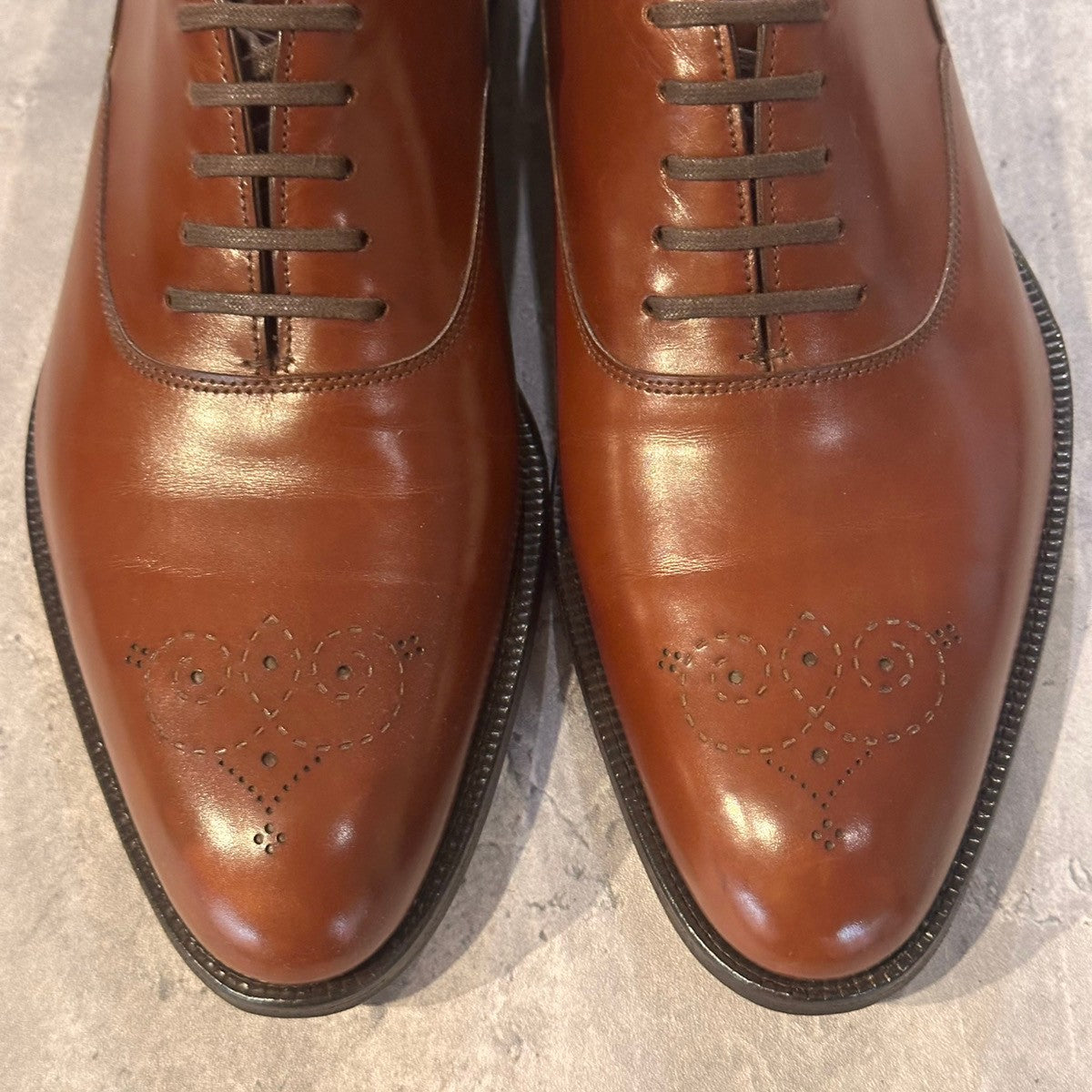 希少 美品【JOHN LOBB】ジョンロブ JOHN LOBB イヤーモデル 2007 メダリオン オックスフォード カーフ ブラウン サイズUK7.5E 1105ラスト