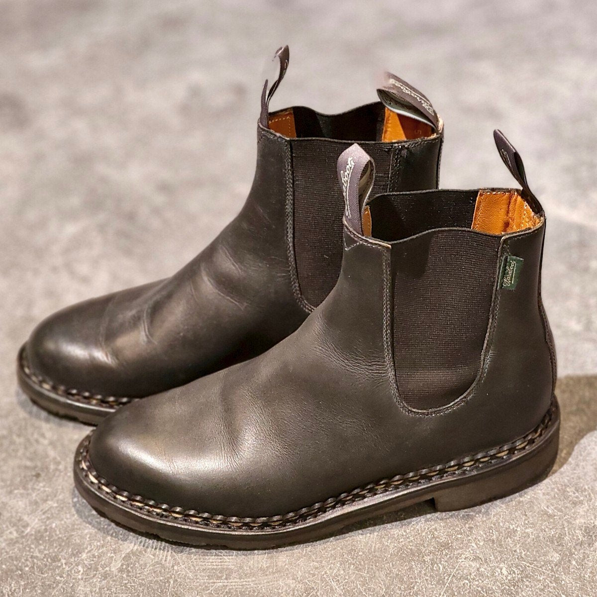 美品【Paraboot】パラブーツ マネージ サイドゴアブーツ リスレザー ブラック サイズUK5 参考定価￥103,400-
