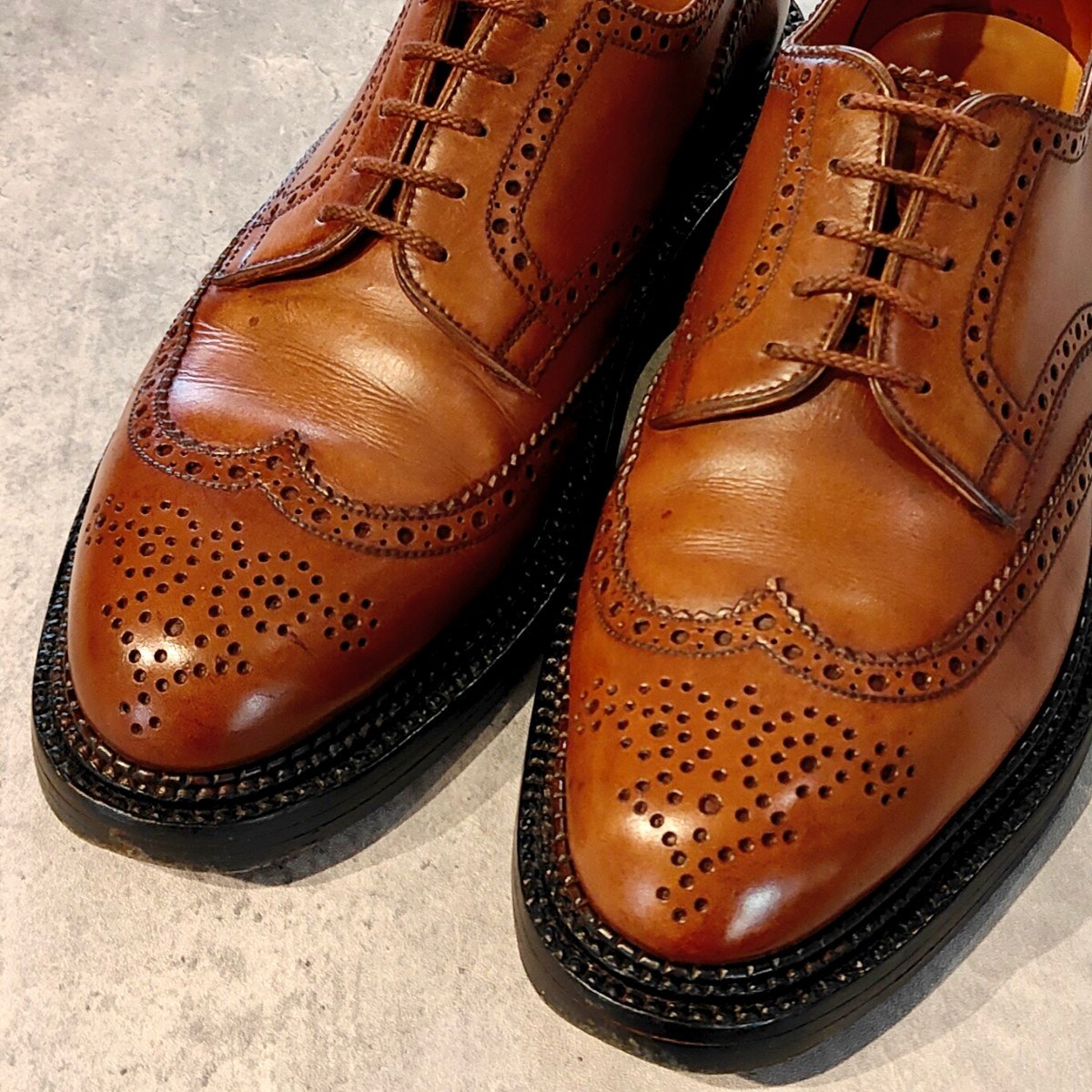 【J.M.WESTON】ジェイエムウエストン 590 トリプルソールダービー 旧旧ロゴ  ウイングチップ カーフ タンブラウン サイズUK5.5D 22ラスト 参考定価￥297,000-