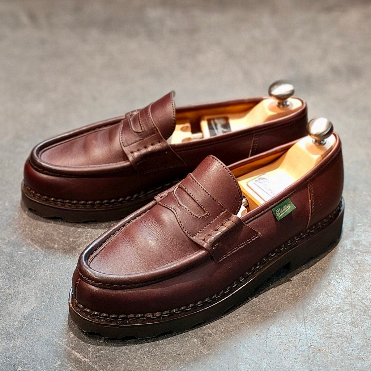 使用数回【Paraboot】パラブーツ ランス コインローファー リスレザー カフェ サイズUK7.5 定価￥94,600-