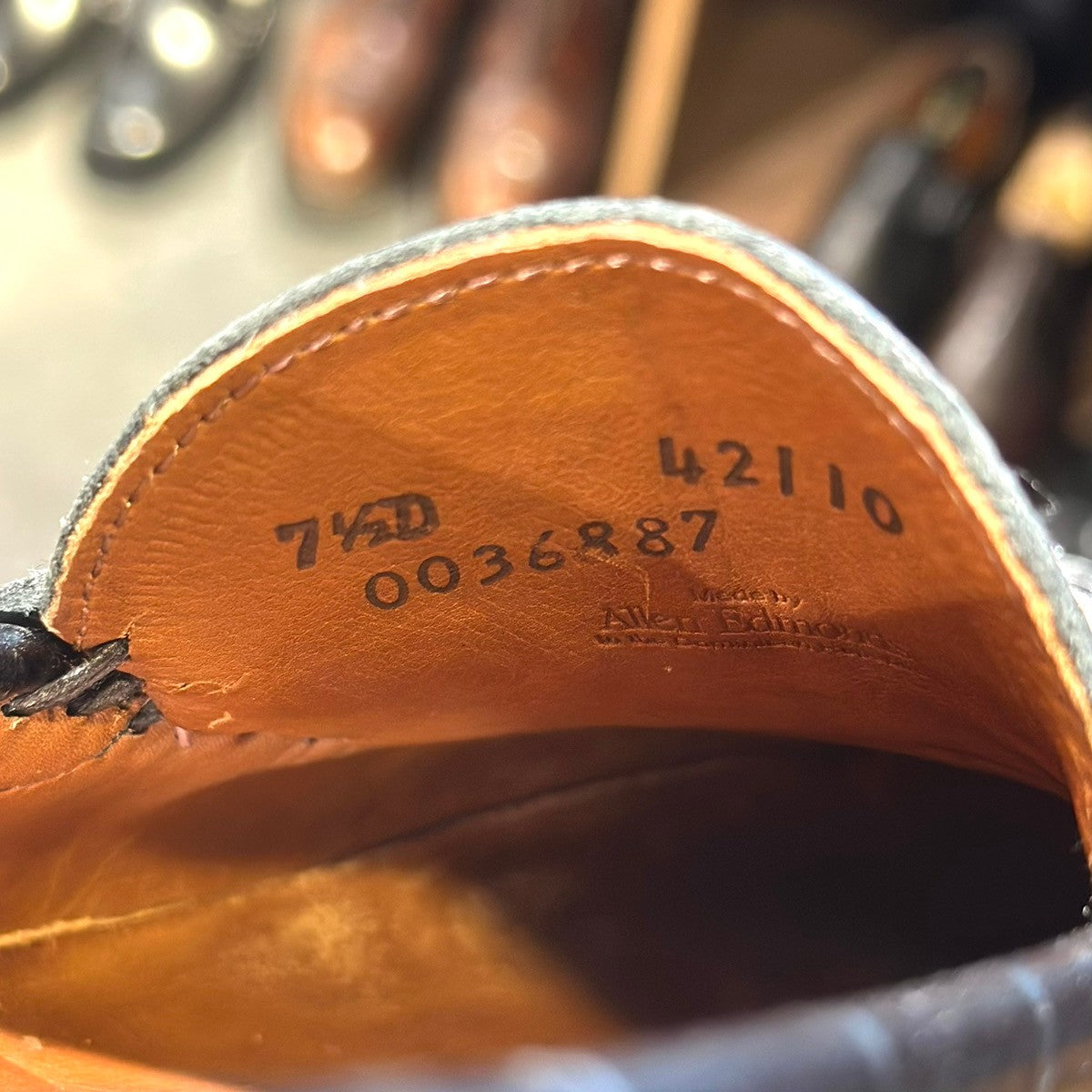 極美品【ALLEN EDMONDS】アレンエドモンズ 42110 ビットローファー クロコ型押し ブラック サイズ 7.5D