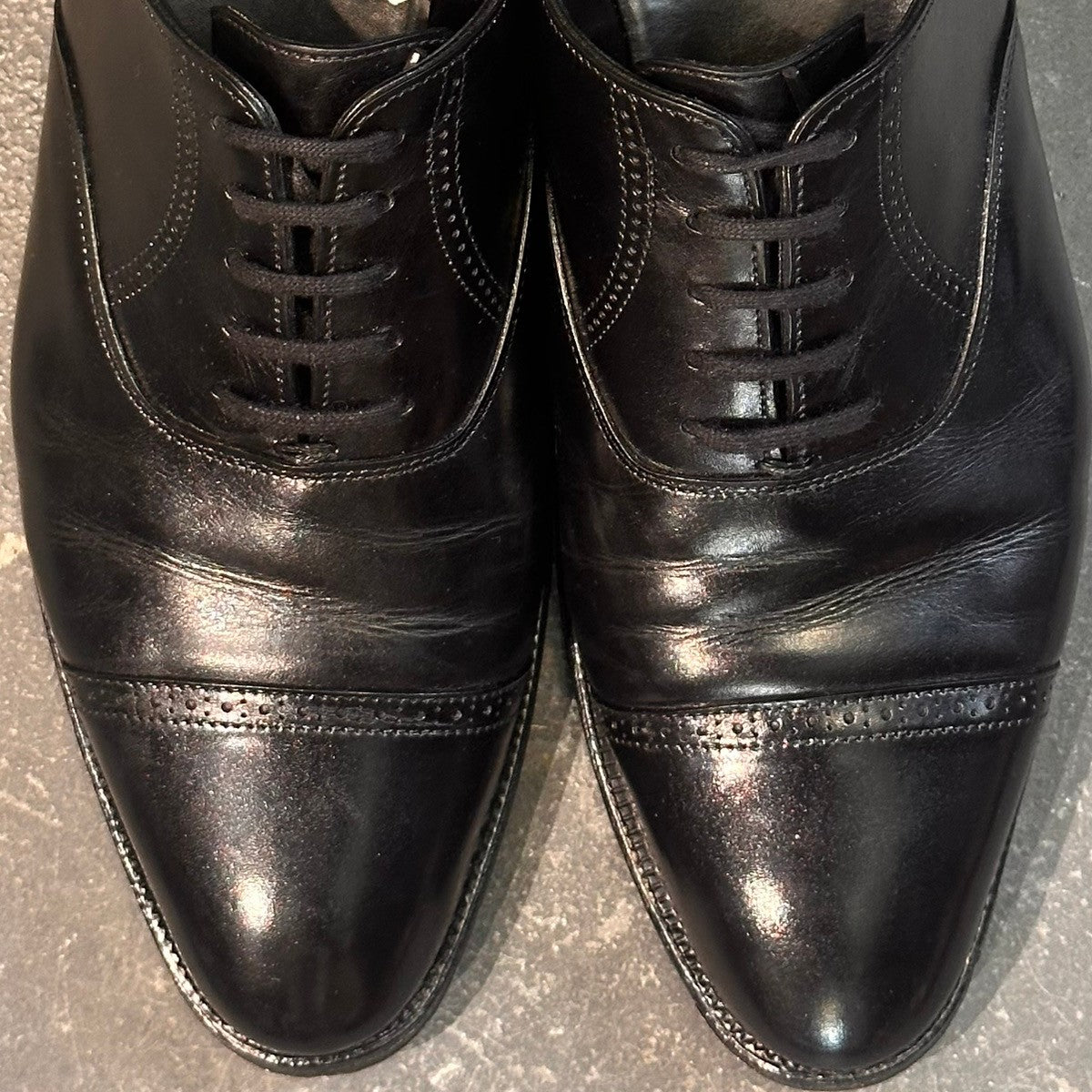 【JOHN LOBB】ジョンロブ フィリップ2 パンチドキャップトゥ カーフ ブラック サイズUK6E 7000ラスト