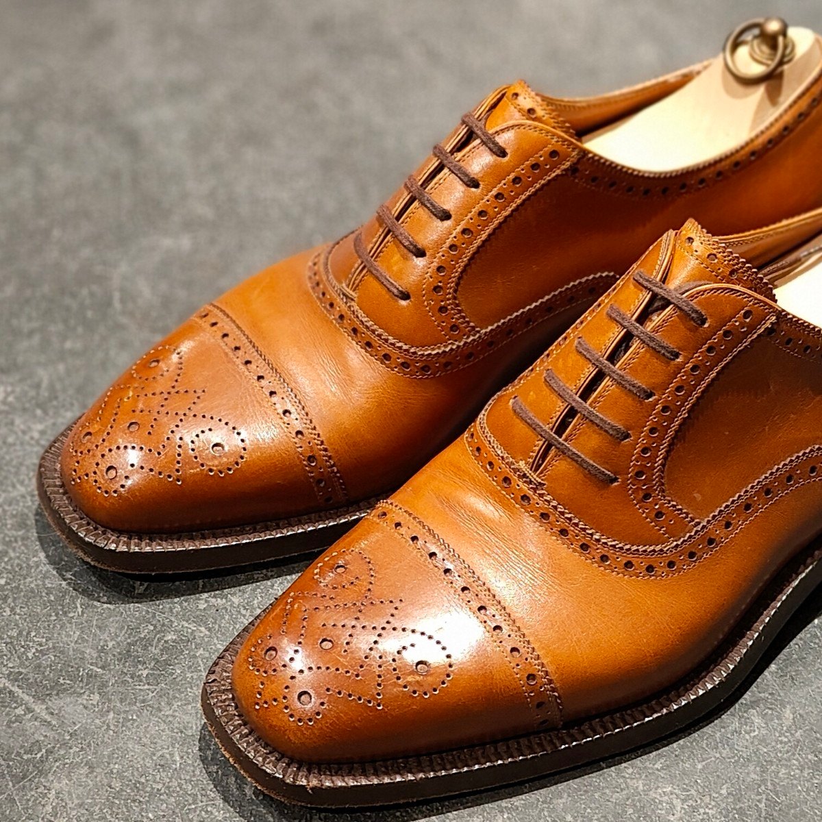 希少 美品【Stefano Bemer】ステファノベーメル セミブローグ カーフ ブラウン サイズ40
