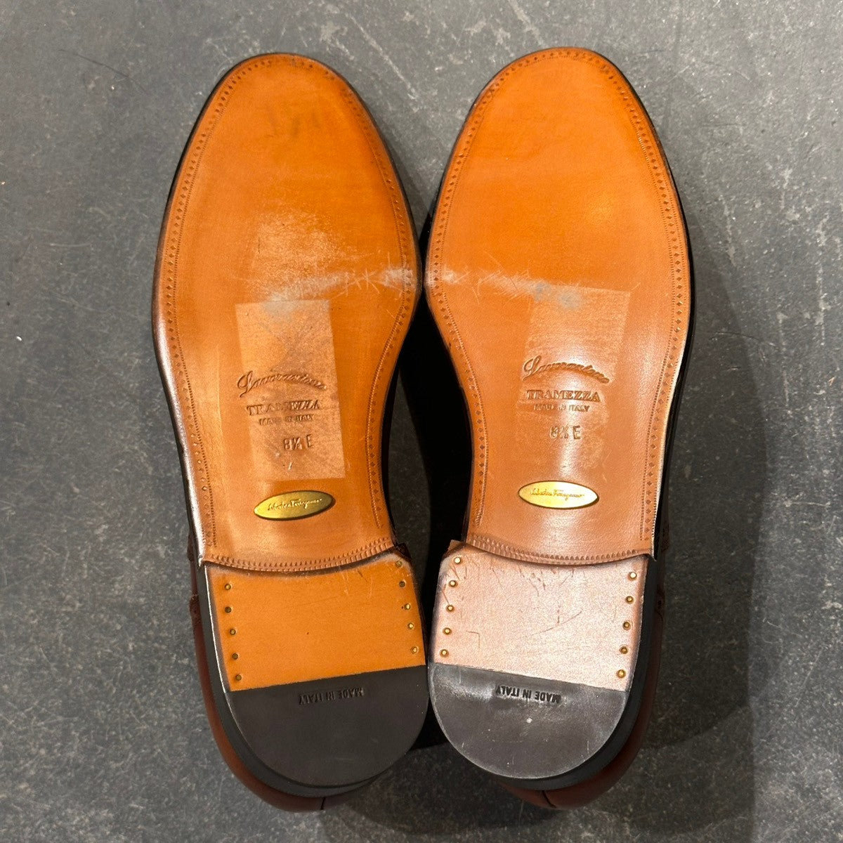 未使用品【Salvatore Ferragamo】サルヴァトーレ フェラガモ 3190 セミブローグ カーフ ブラウン サイズUK8.5D