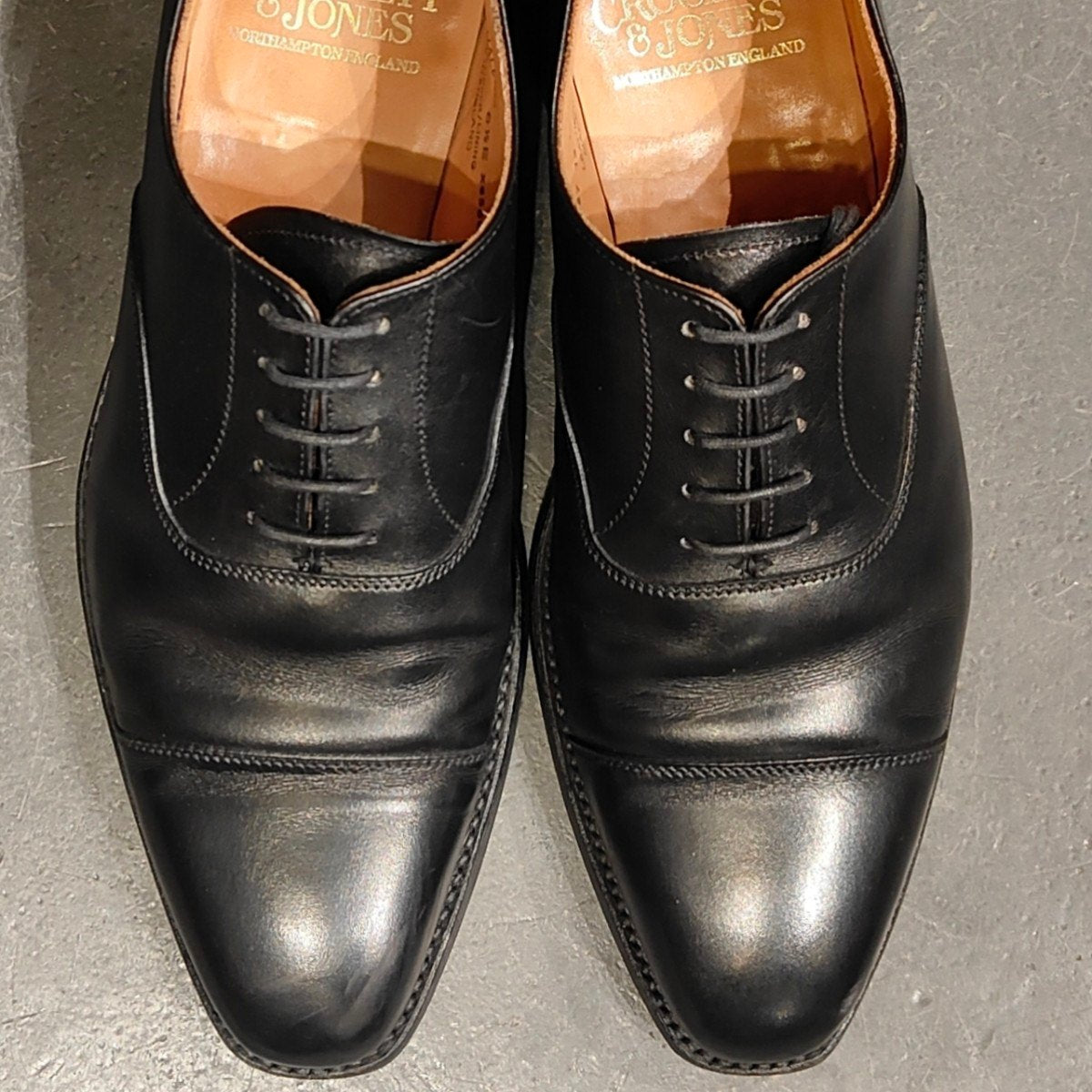 極美品 【CROCKETT & JONES】クロケット&ジョーンズ ハラム ストレートチップ カーフ ブラック サイズUK6.5E 348ラスト