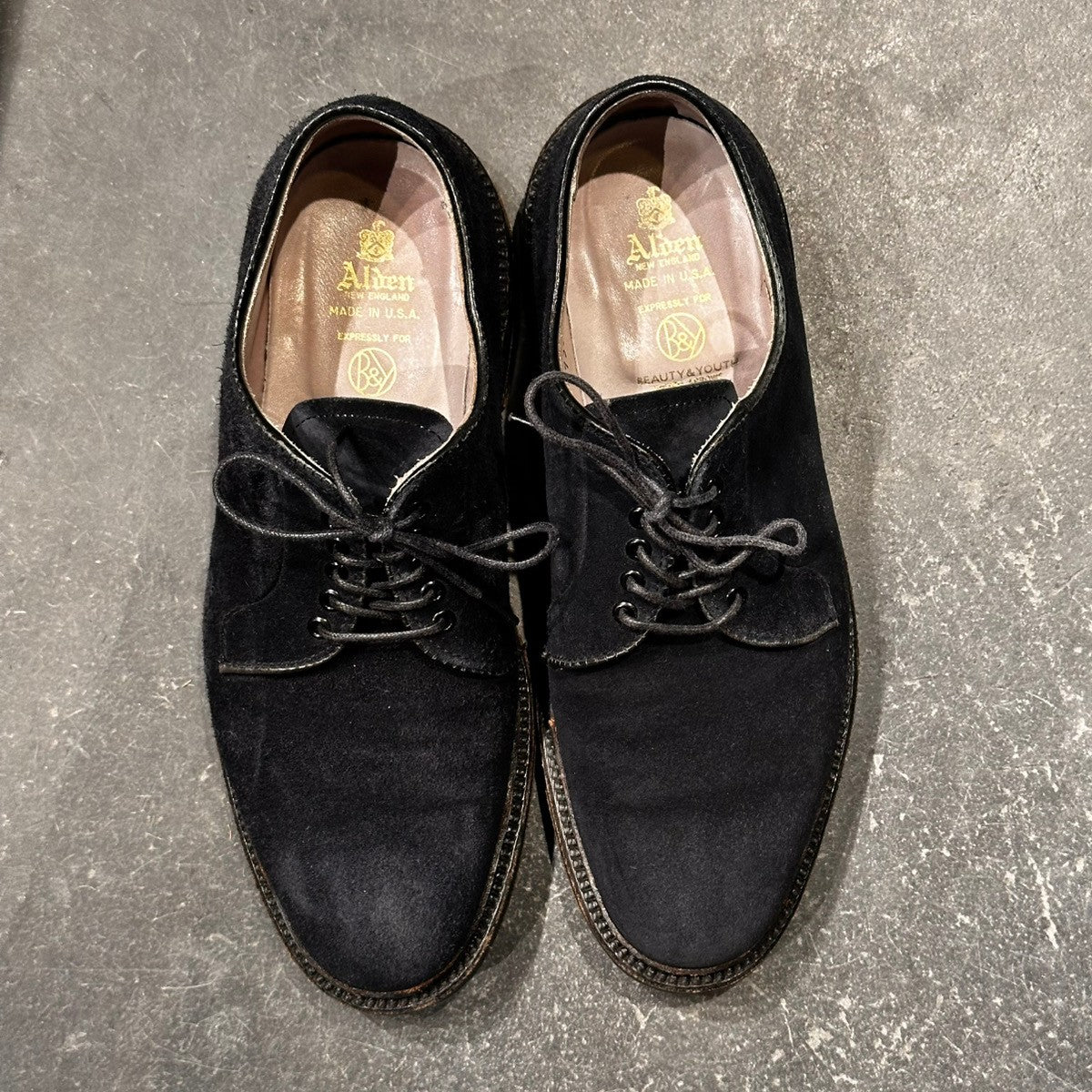 希少【ALDEN】オールデン 93036 BEAUTY&YOUTH別注 プレーントゥ スエード ネイビー サイズUS6.5D バリーラスト