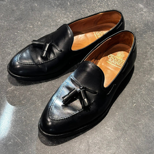 美品【CROCKETT&JONES CAVENDISH3】クロケット&ジョーンズ キャベンディッシュ3 タッセルローファー カーフ ブラック サイズUK8.5E 375ラスト
