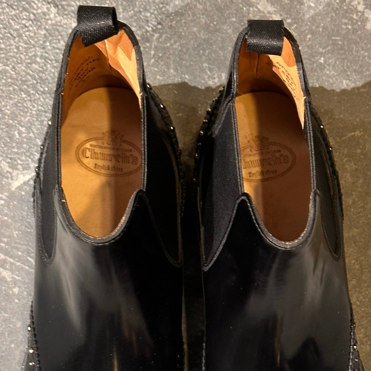 試着程度【Church's】チャーチ ケッツビー KETSBY ショートブーツ サイドゴア スタッズ ポリッシュドバインダーカーフ ブラック サイズ37 81ラスト