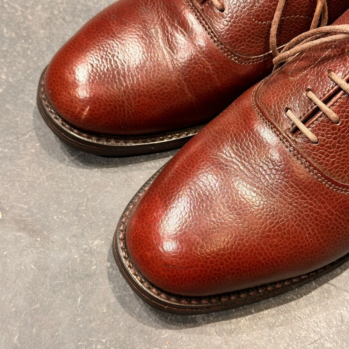 【SANDERS】サンダース 9696TDG プレーントゥ 内羽根 グレインレザー バーガンディ サイズUK7.5