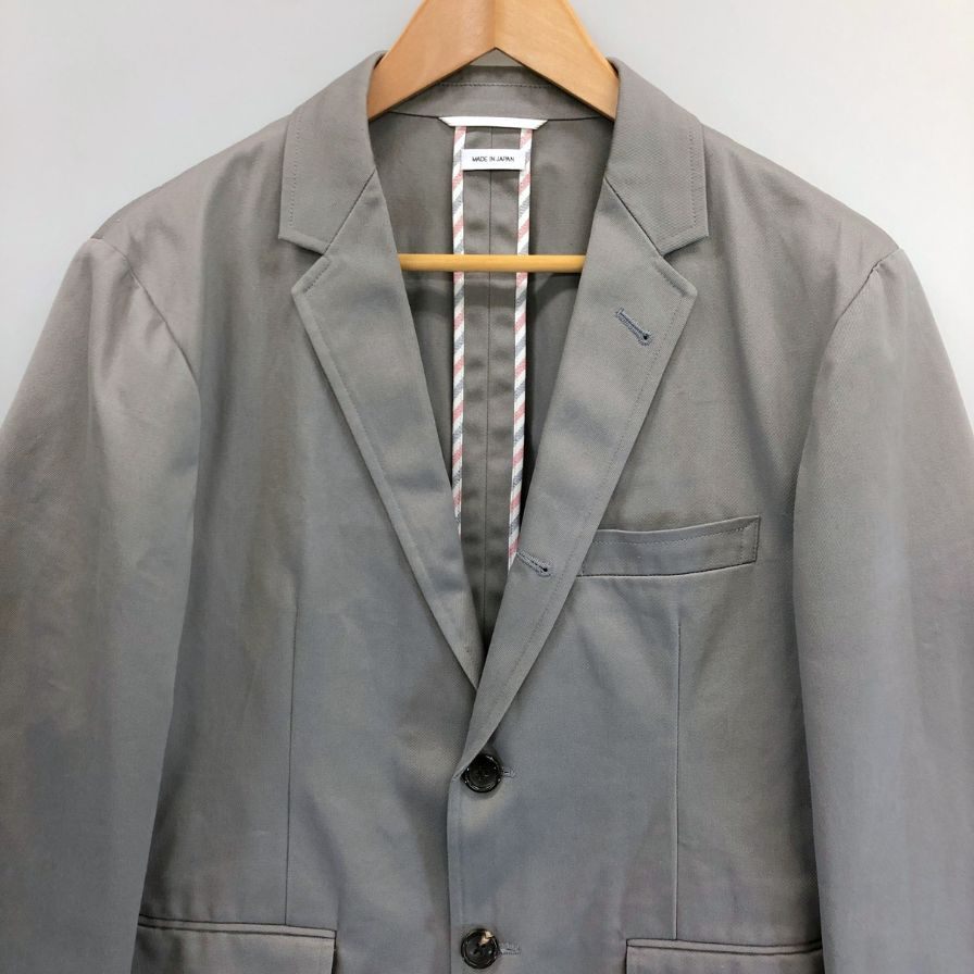 【THOM BROWNE】トム ブラウン ジャケット MJU426A 裏地ストライプ コットン メンズ グレー サイズS相当