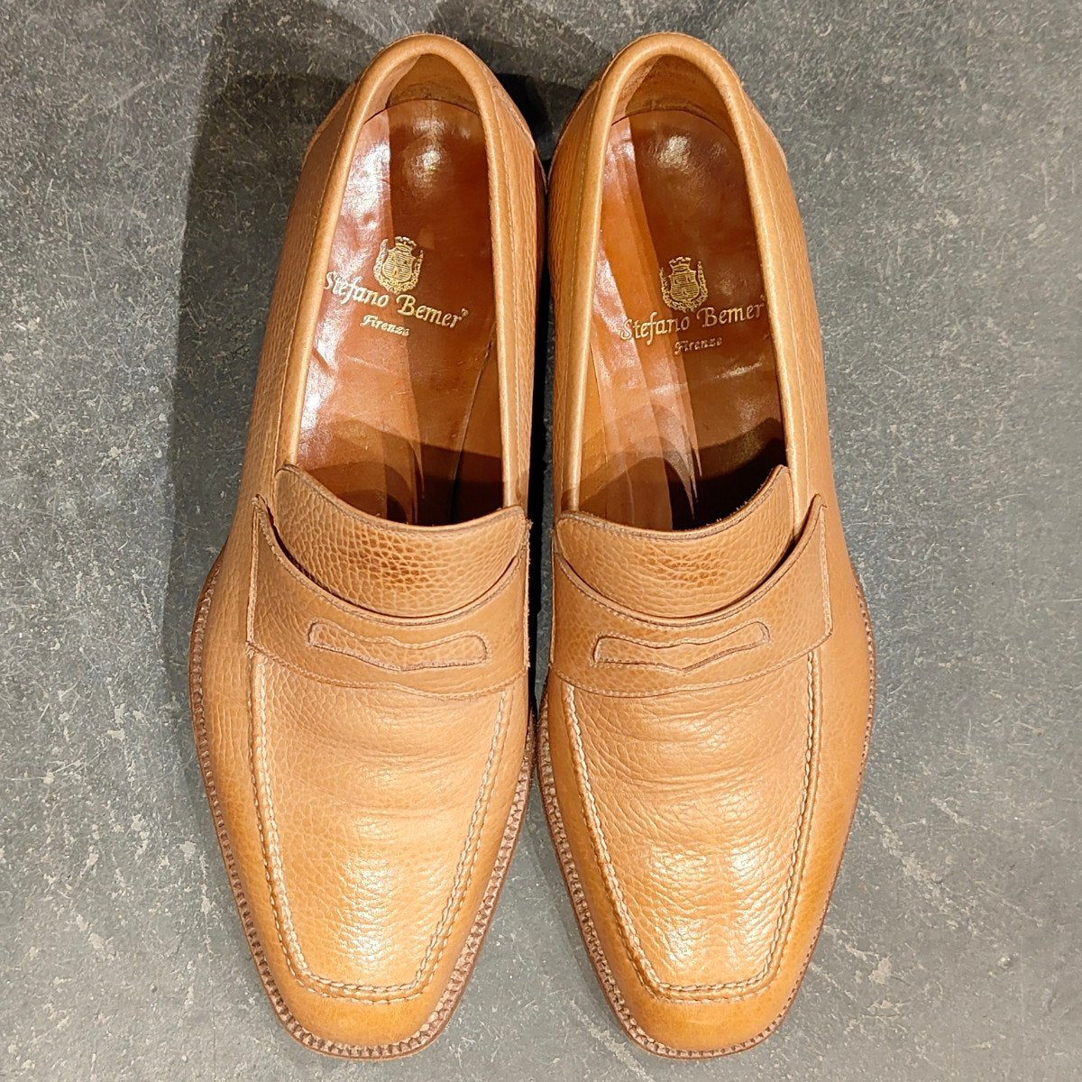希少 美品【Stefano Bemer】ステファノベーメル ローファー グレインレザー ベージュ サイズ40