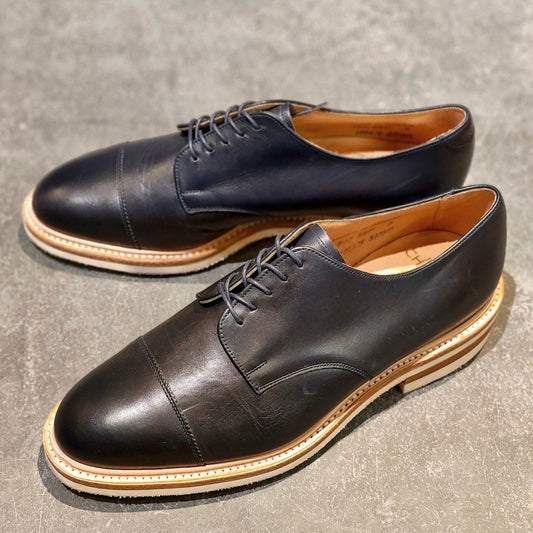 美品【JOSEPH CHEANEY】ジョセフチーニー HARTWELL ナノユニバース別注 キャップトウダービー カーフ ネイビー サイズUK8F
