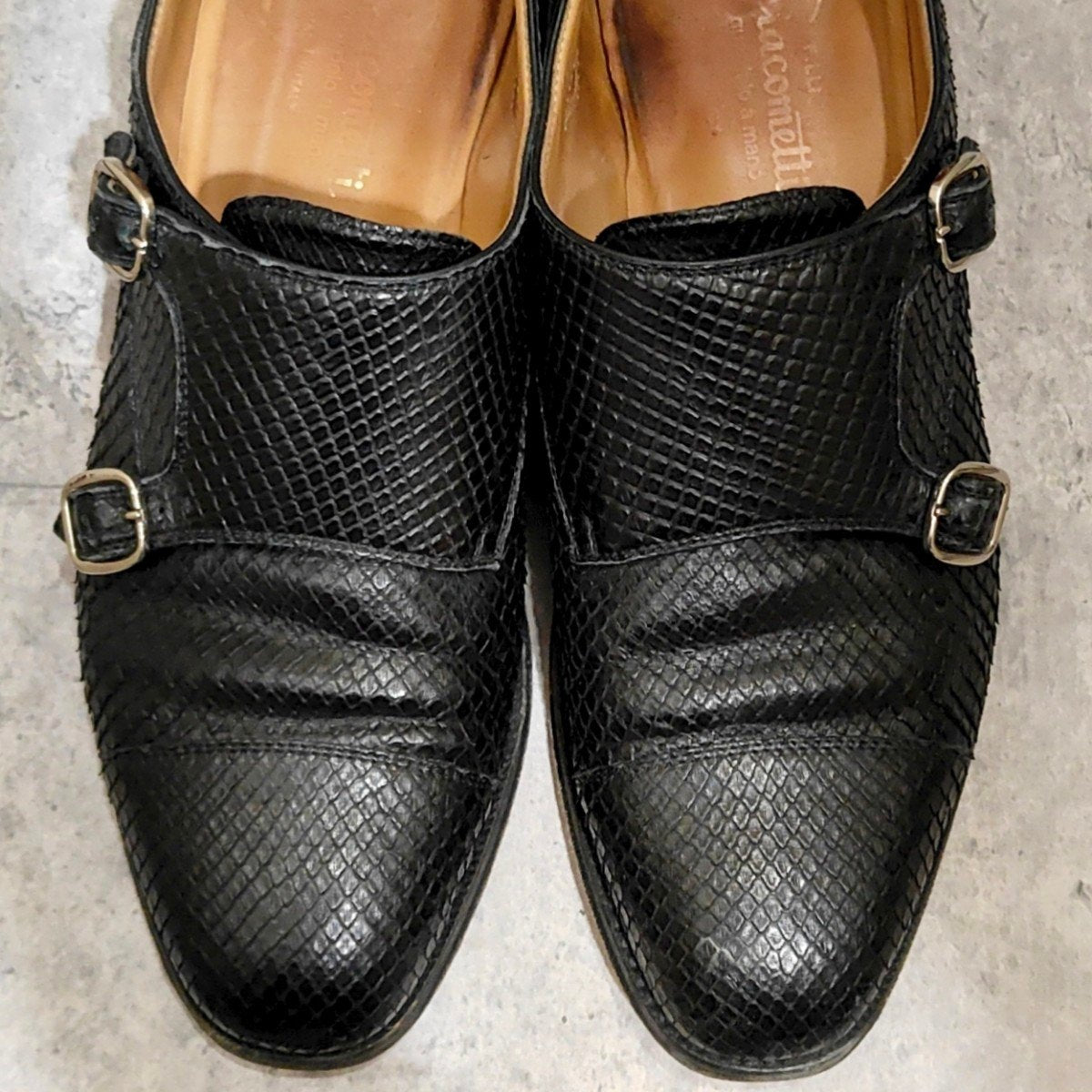 【F.lli Giacometti】フラテッリジャコメッティ FG502 ビジネスシューズ パイソン ブラック（黒） サイズ 40.5 ラスト