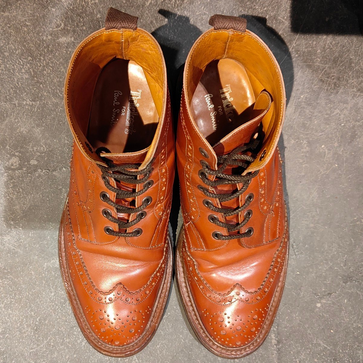 【Tricker’s】トリッカーズ ポールスミス別注 M6178 カントリーブーツ ウイングチップ カーフ マロン サイズUK9 4444ラスト