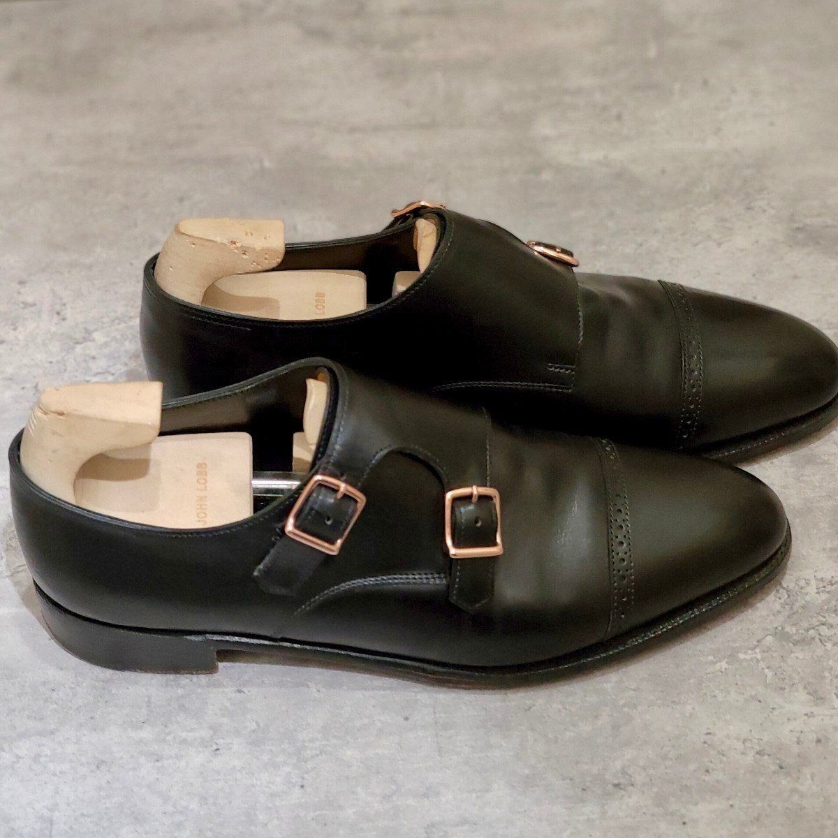 極美品【JOHN LOBB】ジョンロブ フィリップ2 ダブルバックル カーフ ブラック サイズUK6.5E 7000ラスト参考定価¥349,800-