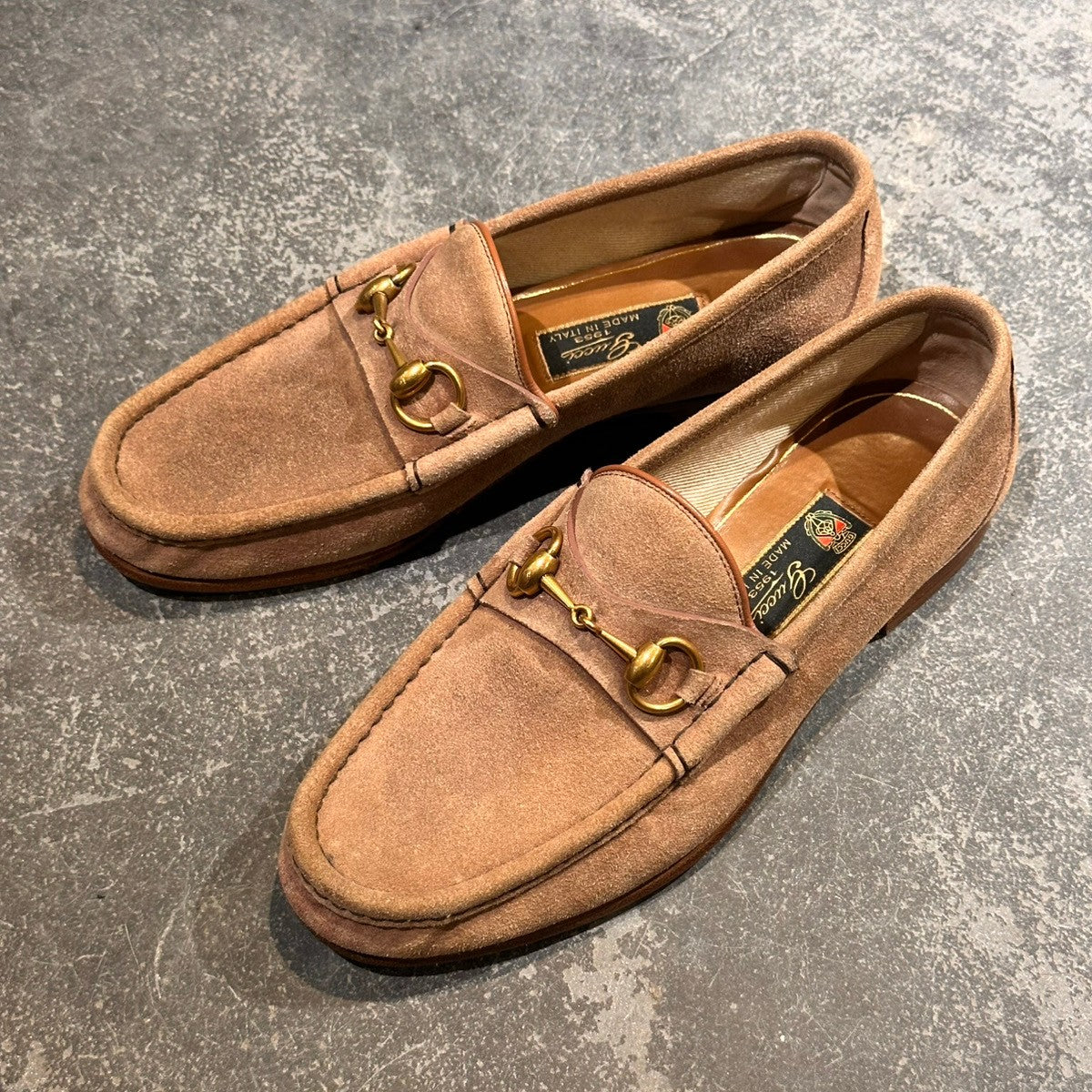 【GUCCI】グッチ ビットローファー スエード ベージュ サイズUK6.5