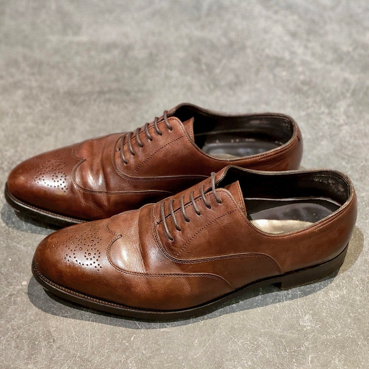 【HERMES】エルメス ジョンロブ製 ウイングチップ ミュージアムカーフ ブラウン サイズUK7.5