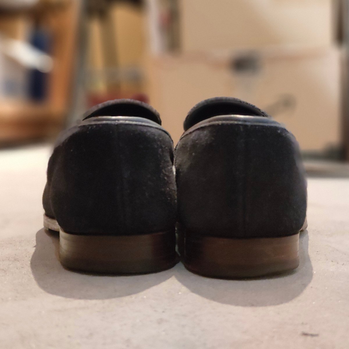 美品【Crockett&Jones】クロケット&ジョーンズ リッチモンド ローファー アンライニング スエード ネイビー サイズUK6E相当