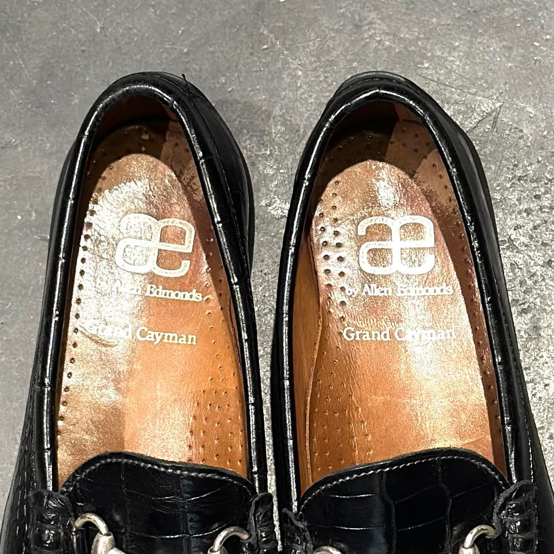極美品【ALLEN EDMONDS】アレンエドモンズ 42110 ビットローファー クロコ型押し ブラック サイズ 7.5D