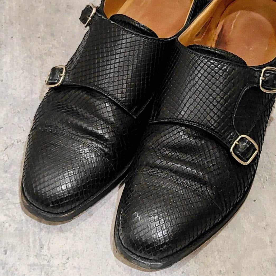 【F.lli Giacometti】フラテッリジャコメッティ FG502 ビジネスシューズ パイソン ブラック（黒） サイズ 40.5 ラスト