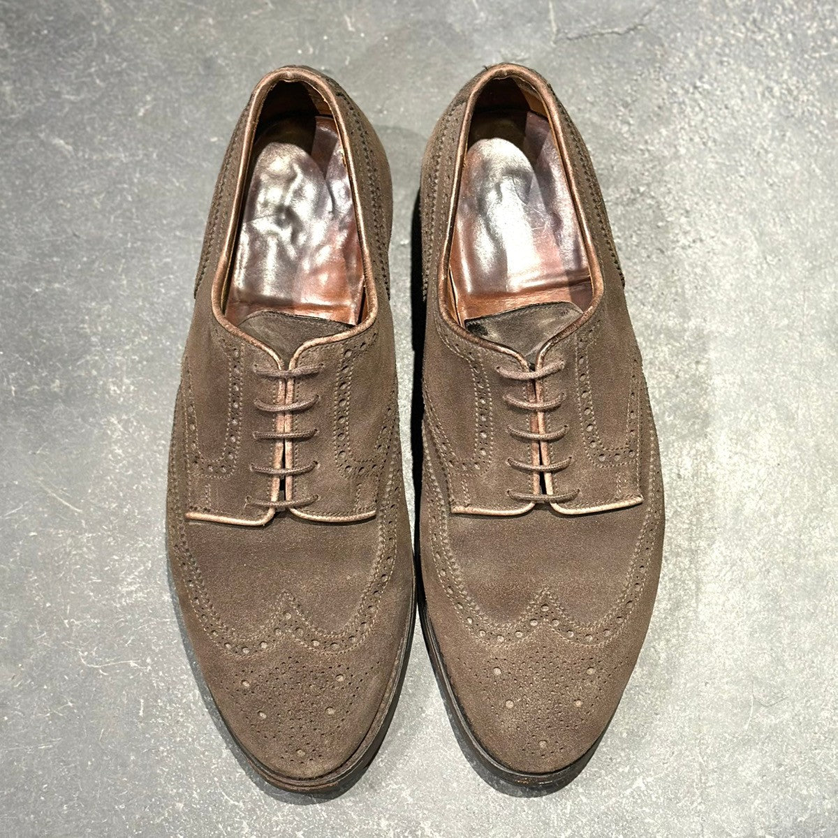 【Crockett & Jones】クロケット&ジョーンズ カーディガン ウイングチップ スエード ブラウン サイズ8E 335ラスト