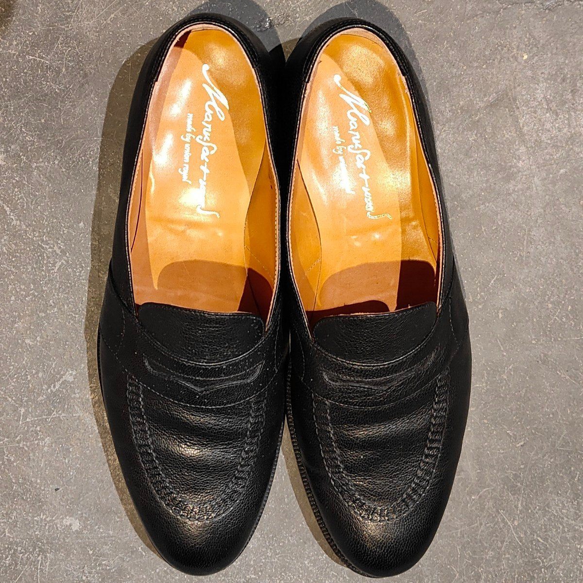 極美品【manufacturers】 マニュファクチャーズ ローファー フルサドル グレインレザーブラック サイズ UK8