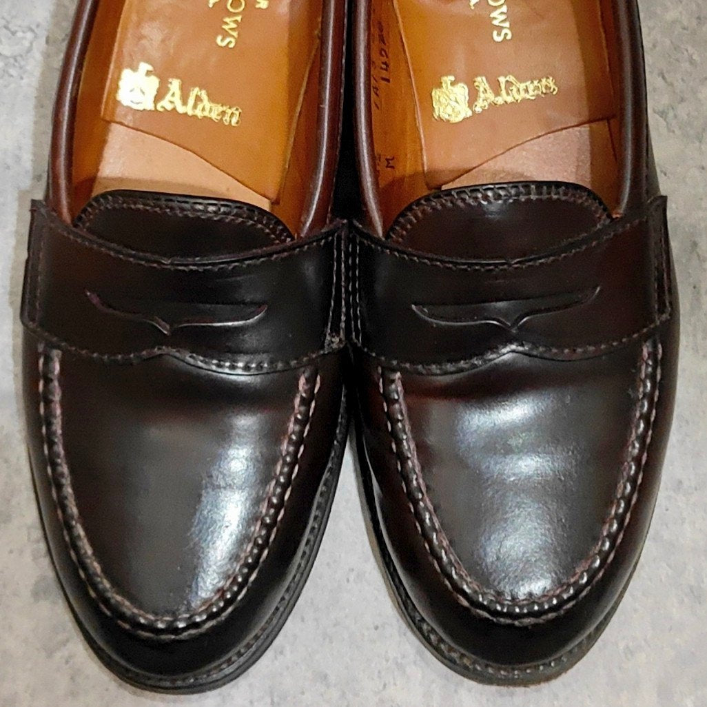 極美品【ALDEN】オールデン 14528 ペニーローファー コードバン ダークバーガンディ レディース サイズUS6.5 バンラスト想定