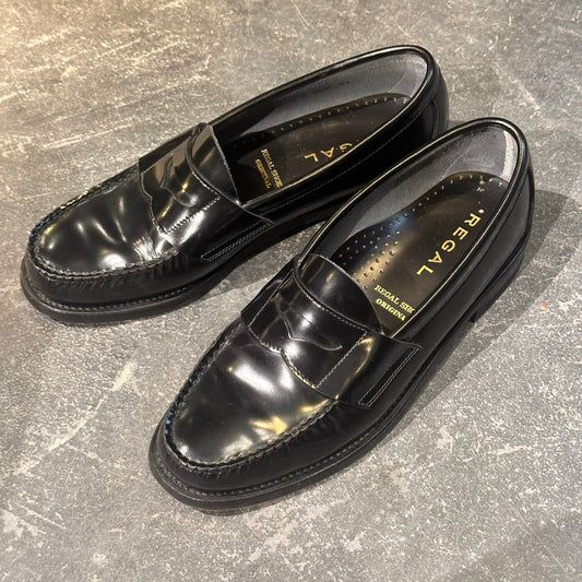 極美品【REGAL】リーガル W54B コインローファー パテントレザー ブラック サイズ25.5cm