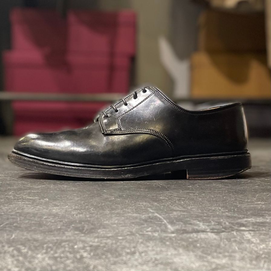 【CROCKETT&JONES】クロケット&ジョーンズ  グラスメア プレーントゥ コードバン ブラック サイズ UK7E