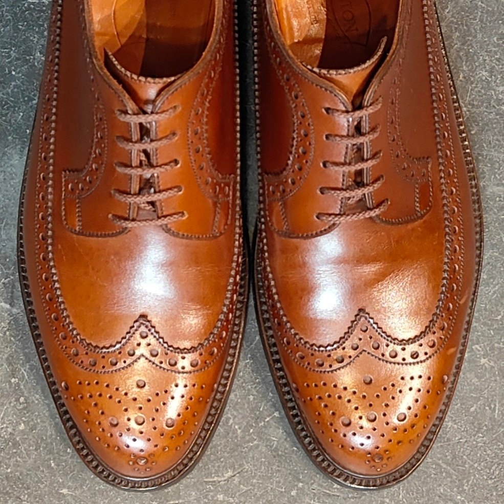 希少 美品 【J.M.WESTON】ジェイエムウエストン 576 ロングウイングチップ 旧旧ロゴ カーフ タンブラウン サイズ UK6.5C 22ラスト