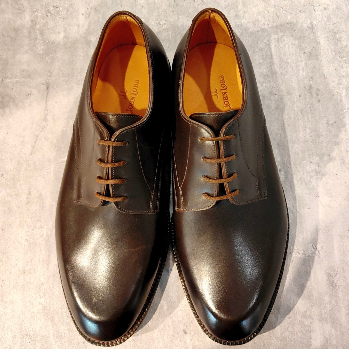 希少 未使用【JOHNLOBB】ジョンロブ アビントン プレーントゥ カーフ ダークブラウン サイズ UK8EE 2010ラスト