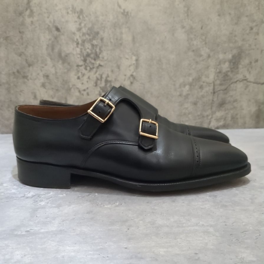 【JOHN LOBB】ジョンロブ レザーシューズ ダブルモンク フィリップ2 ダブルバックル ブラック メンズ サイズUK6E 7000ラスト