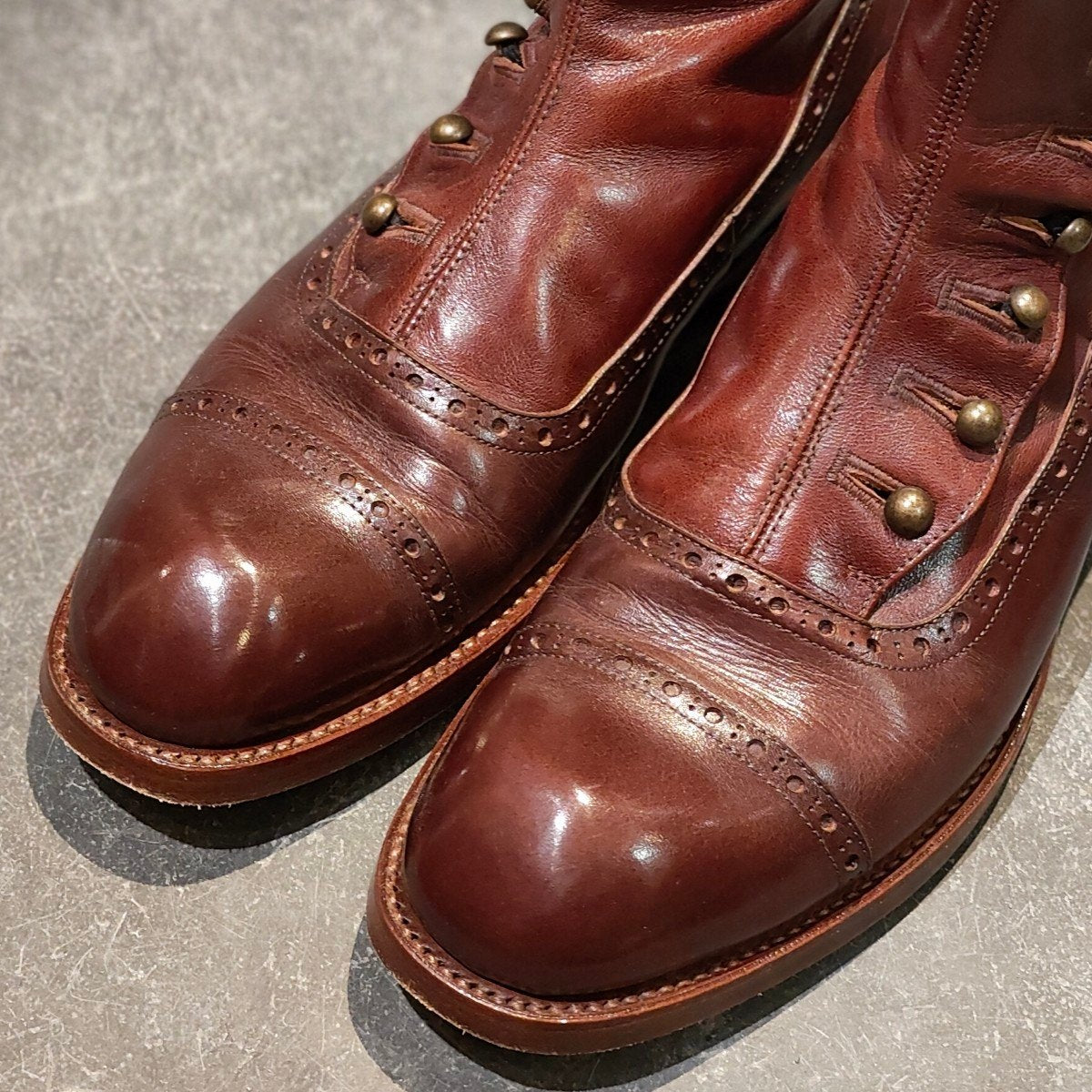 【chausser】ショセ ボタンブーツ C-7039 カーフ ブラウン サイズ25
